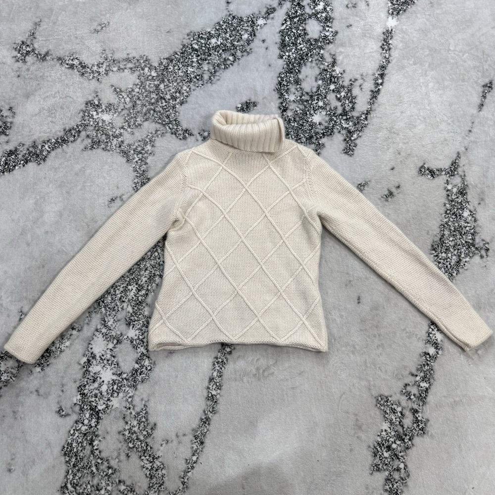 Charter Club 100% Cashmere Sweater Medium Ivory Turtleneck Soft Luxury Knit